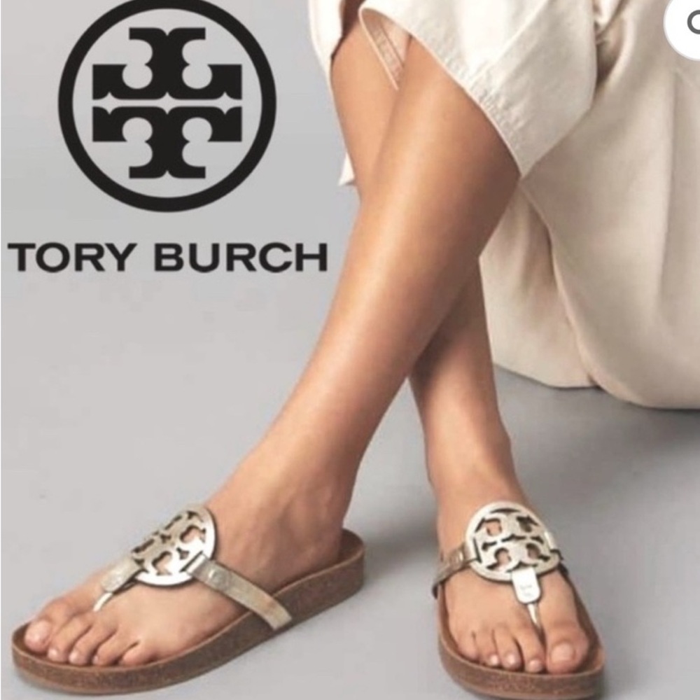 Tory Burch Miller Cloud Sandals Gold. Size 8, EUC
